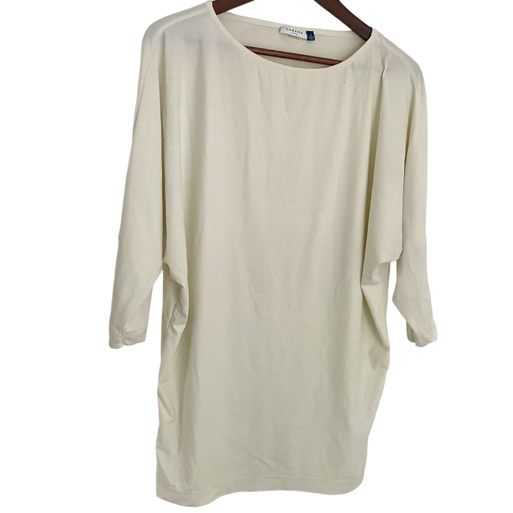 Cabana Life Dolman Sleeve Rashguard Swim Top Medium Cream UPF 50+ Sun Protection